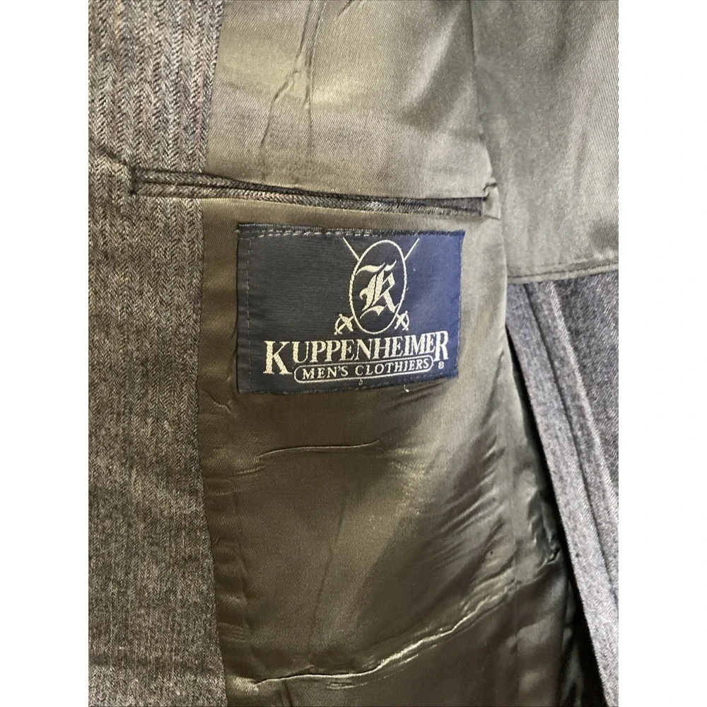 Pinstriped USA‎ Made Vintage Kuppenheimer Mens Suit Jacket Wool 42 Grey